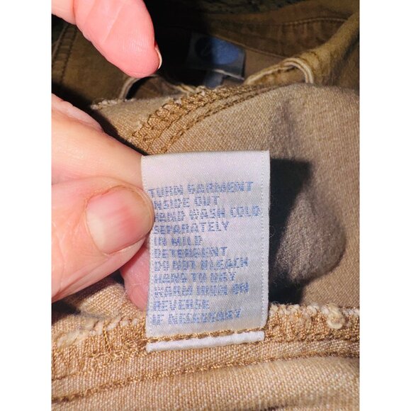 Diane Gilman DG2 Tan Denim Shirt Jacket Studded Western Cowgirl Distress Shacket - Picture 7 of 10